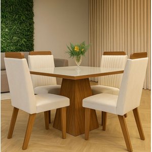 Conjunto Mesa Prada 0.90x0,090 com 4 Cadeiras Riviera Lj