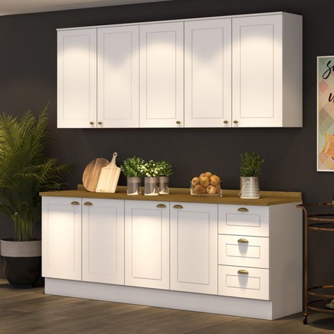 Cozinha Compacta 4 Peças 9 Portas 3 Gavetas Emily Espresso Móveis