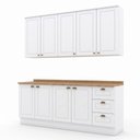 Ver imagem 2 de Cozinha Compacta Modulada 4 Peças 100% MDF 2 Armários Aéreos 2 Balcões com Tampo Branca/Nature Emily