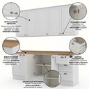 Ver imagem 5 de Cozinha Compacta Modulada 4 Peças 100% MDF 2 Armários Aéreos 2 Balcões com Tampo Branca/Nature Emily