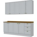 Ver imagem 2 de Cozinha Compacta Modulada 4 Peças 9 Portas 3 Gavetas Emily Espresso Móveis Branco/HP/Nature