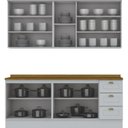 Ver imagem 4 de Cozinha Compacta Modulada 4 Peças 9 Portas 3 Gavetas Emily Espresso Móveis Branco/HP/Nature