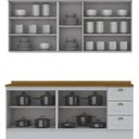 Ver imagem 4 de Cozinha Compacta Modulada 4 Peças 100% MDF 2 Armários Aéreos 2 Balcões com Tampo Branca/Nature Emily