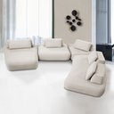 Ver imagem 1 de Sofá Sala de Estar Modulado Design Moderno 585cm Pés de Madeira Appa Veludo Bege G93 - Gran Belo