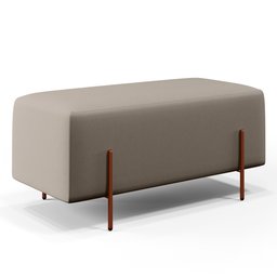 Kit 02 Puffs Retangular Decorativo Status 90x45 D02 Pés de Aço New Cobre Linho Bege C-107 - Lyam - 3