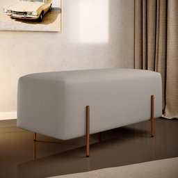 Kit 02 Puffs Retangular Decorativo Status 90x45 D02 Pés de Aço New Cobre Linho Bege C-107 - Lyam - 2