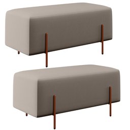 Kit 02 Puffs Retangular Decorativo Status 90x45 D02 Pés de Aço New Cobre Linho Bege C-107 - Lyam - 1