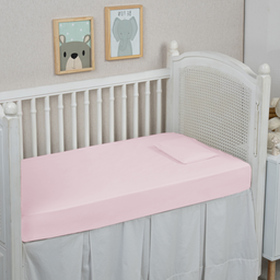Forro de Bebê Lençol Berço com Elástico 01 Peça 100% Algodão 300 Fios Toque Macio:rosa - 2