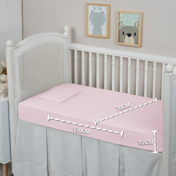 Forro de Bebê Lençol Berço com Elástico 01 Peça 100% Algodão 300 Fios Toque Macio:rosa - 3