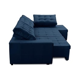 Sofá de Canto Retrátil e Reclinável com Molas 3,00x2,00 Ld Jacke Suede Azul Madelina Decor - 3