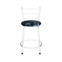 Ver imagem 4 de Jogo 3 Banqueta Baixa Para Cozinha Epoxi Branca Estofado Floral Floral