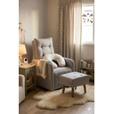 Ver imagem 6 de Poltrona de Amamentação Helena Soft Giratória e Reclinável + Puff Linho Cinza - Lahome Decor