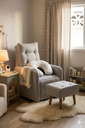 Ver imagem 6 de Poltrona de Amamentação Helena Soft Giratória e Reclinável + Puff Linho Cinza - Lahome Decor