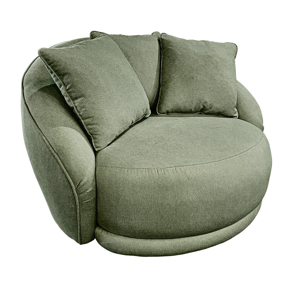 Poltrona Giratória 122cm Mercy Linho Verde - Sallar Home - 7