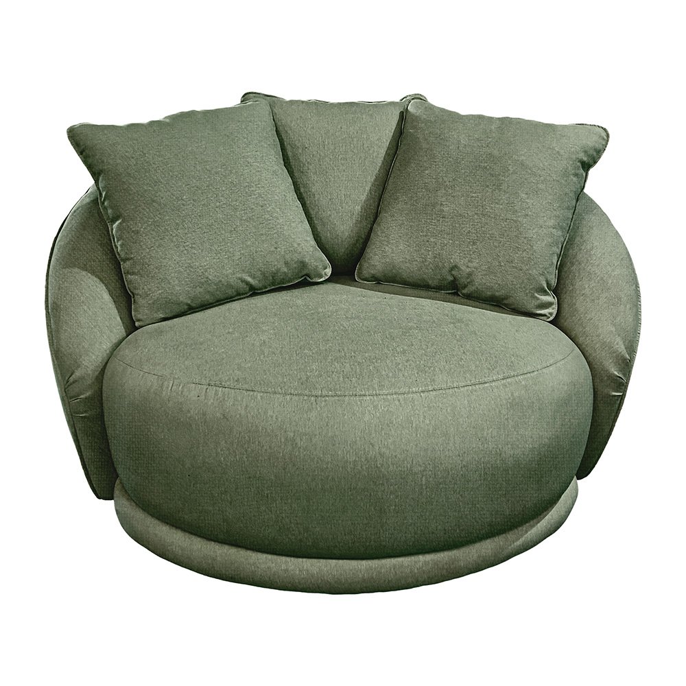 Poltrona Giratória 122cm Mercy Linho Verde - Sallar Home