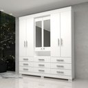 Ver imagem 2 de Guarda Roupa Casal com Espelho 9 Gavetas 6 Portas 100% Mdf Débora Branco