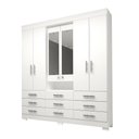 Ver imagem 1 de Guarda Roupa Casal com Espelho 9 Gavetas 6 Portas 100% Mdf Débora Branco