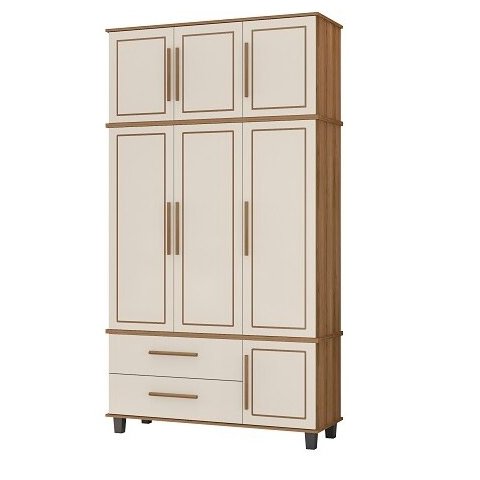 Roupeiro colonial Triplex House 3 portas alto cor Off white / Nature Fabrimóveis 55