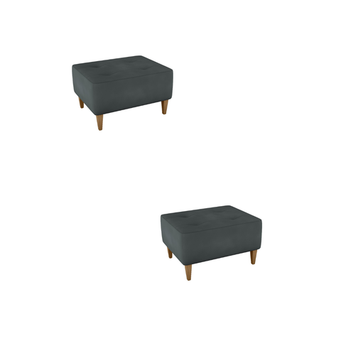 Kit 2 Puff Decorativo Piva Suede Cinza Escuro