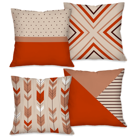 Kit com 4 Capas para Almofadas Decorativas Terracota Moderna