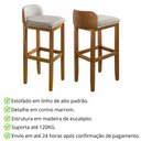 Ver imagem 5 de Kit 4 Banqueta Onix Bistro Pé de Madeira Encosto Cozinha Americana Estofada Luxo Alta para Balcão