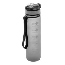 Garrafa 1L Com Canudo Com Marcador De Água Cinza em Policabornato Lyor - 2 Garrafa 1L Com Canudo Com Marcador De Água Cinza em Policabornato Lyor - 2