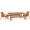 Ver imagem 1 de Mesa de Jantar com 02 Bancos de Madeira e 02 Cadeiras com Braço Trammare C07 Corda Náutica Ocre -