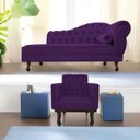 Ver imagem 1 de Kit Diva Recamier Diana 185cm Lado Esquerdo e 01 Poltrona Classic Suede - Doce Sonho Móveis RECAMIER