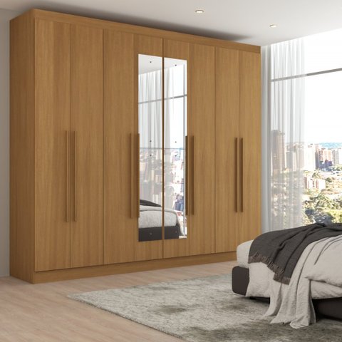 Guarda-roupa Casal Ele e Ela 8 Portas 8 Prateleiras com Espelho - Panorama Móveis