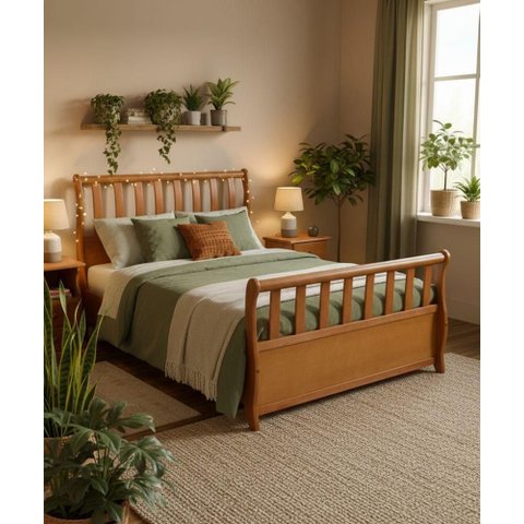 Cama Maciça 1,30 X 1,90 - Madeira Maciça - Móveis de Gramado - ( Cor Marrom )