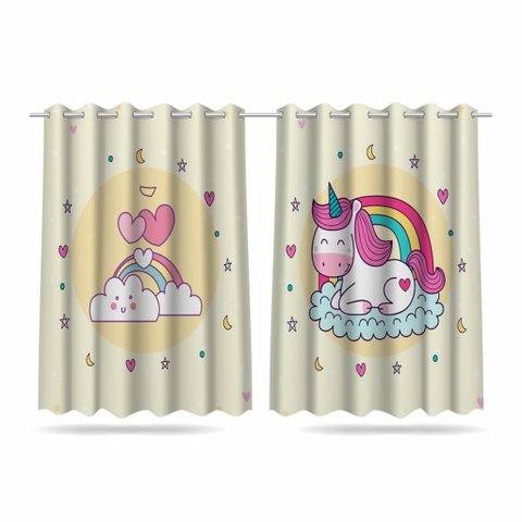 Cortina Infantil Unicórnio 2,60m X 1,50m Tecido Premium