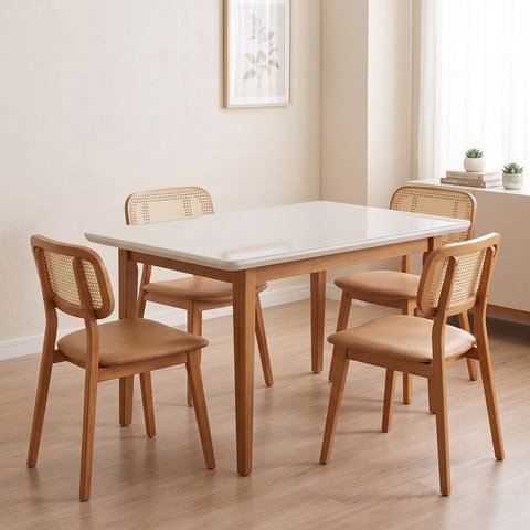Conjunto Sala de Jantar Mesa Tangará e 4 Cadeiras Liz Madeira Maciça/Vidro Madeiraoriginals Marrom