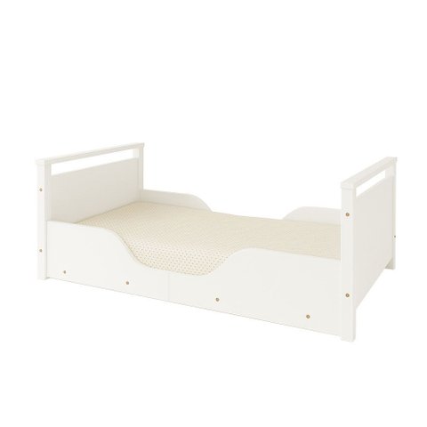 Cama Infantil Montessoriana Baixa com Pés em Madeira para Transição e Quarto Infantil - Branco