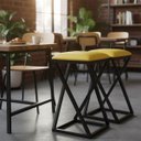 Ver imagem 1 de Conjunto 2 Banquetas Premium Elegante Assento Corino Resistente:amarelo