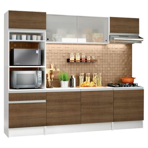 Armário de Cozinha Topazio com Balcão e Tampo Branco Rustic