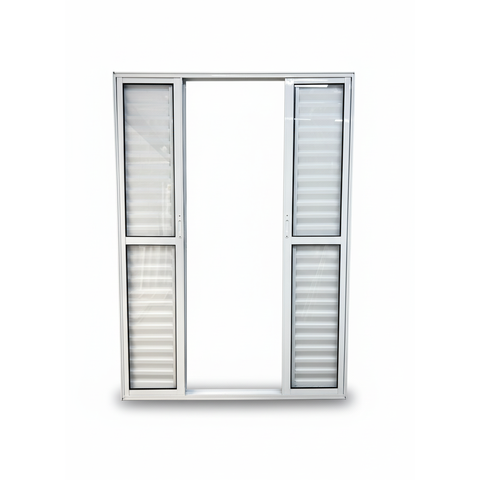 Porta Balcão 6 Folhas Aluminio Branco com Fechadura 2,10x1,80 Linha 25