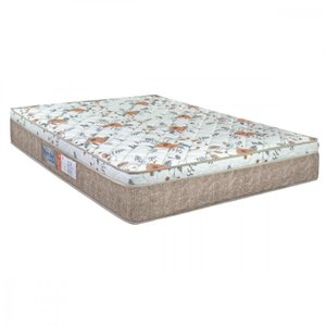 Colchao Queen Ortopedico Eps D45 158x198x25 Bege com Branco Floral Laranja Portobel Bege com Branco