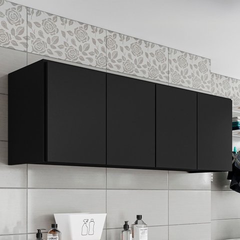 Armário Aéreo Multiuso Lavanderia 118cm Monna Preto Z34 - Mpozenato