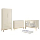 Ver imagem 1 de Dormitório Completo Infantil Classic 2 Portas, Cômoda 6 Gavetas, Berço Areia Fosco com Pés