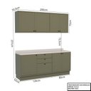 Ver imagem 3 de Cozinha Compacta Modulada 7 Portas 3 Gavetas 100% MDF 2 Tampos Sevilha Verde/Hill