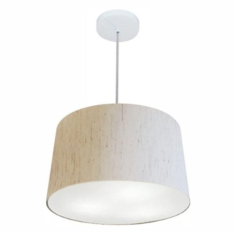 Lustre Pendente Cone Md-4156 Cúpula em Tecido 30/45x40cm Linho Bege - Bivolt