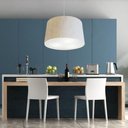 Ver imagem 3 de Lustre Pendente Cone Md-4156 Cúpula em Tecido 30/45x40cm Linho Bege - Bivolt