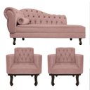 Ver imagem 1 de Kit Diva Recamier Diana 185cm Lado Direito e 02 Poltronas Classic Linho - Doce Sonho Móveis RECAMIER