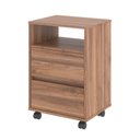 Ver imagem 1 de Mesa de Cabeceira Valen 2 Gavetas MDP Noce Marrom Plata Móveis 41cm