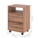 Ver imagem 2 de Mesa de Cabeceira Valen 2 Gavetas MDP Noce Marrom Plata Móveis 41cm