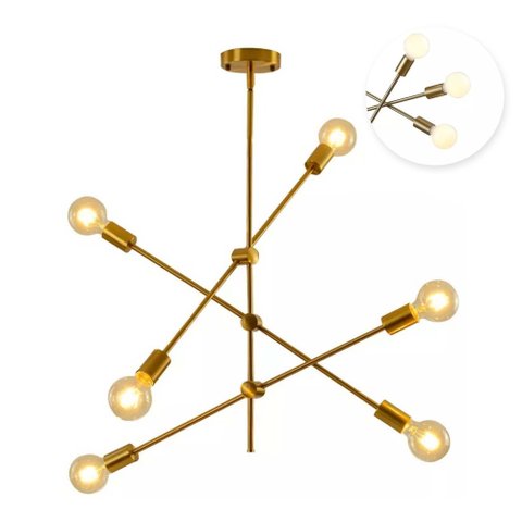 Lustre Pendente Sputnik Luminária de Teto Ipanema Moderno Iuminação Sala de Estar Articulável Quarto