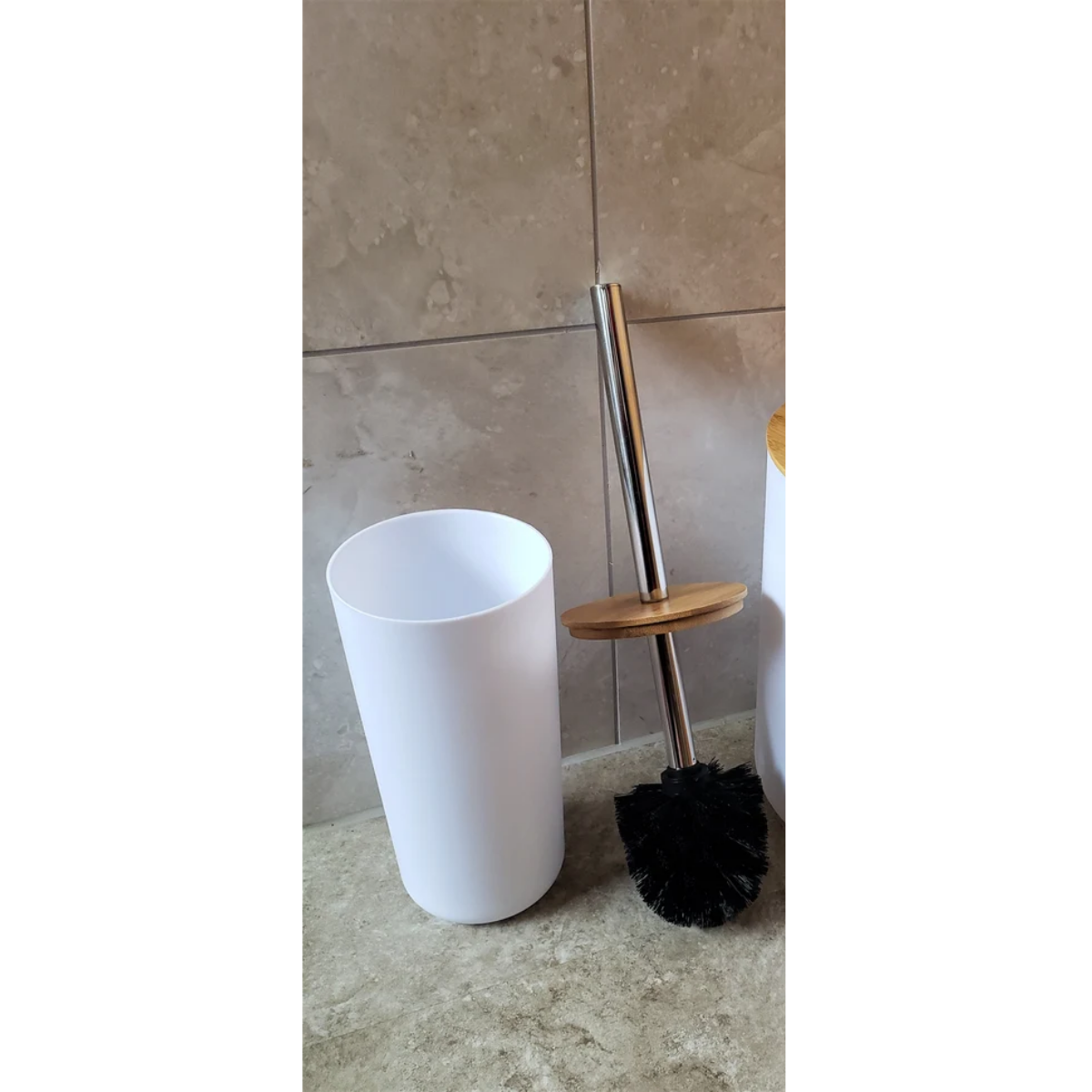 Escova Sanitária Bambu Banheiro Lavabo Limpeza Escovinha:Branco - 8