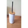Escova Sanitária Bambu Banheiro Lavabo Limpeza Escovinha:Branco - 2