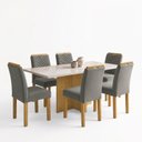 Ver imagem 2 de Conjunto Sala de Jantar 6 Lugares Carol Tampo Vidro e MDF Cinamomo Off White Cinza