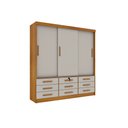Ver imagem 1 de Guarda Roupa Casal Chicago 3 Portas 9 Gavetas S/Espelho Tcil Cinamomo/Off White